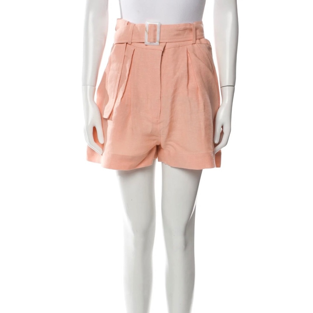 Matthew Bruch Linen Pleated Shorts High Rise Waist Belted Size 2 in Orange